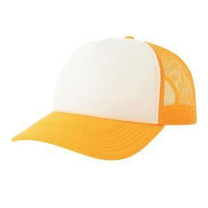 Atlantis Unisex Adult Rapper-S 5 Panel Recycled Mid Visor Trucker Cap / White/Ye